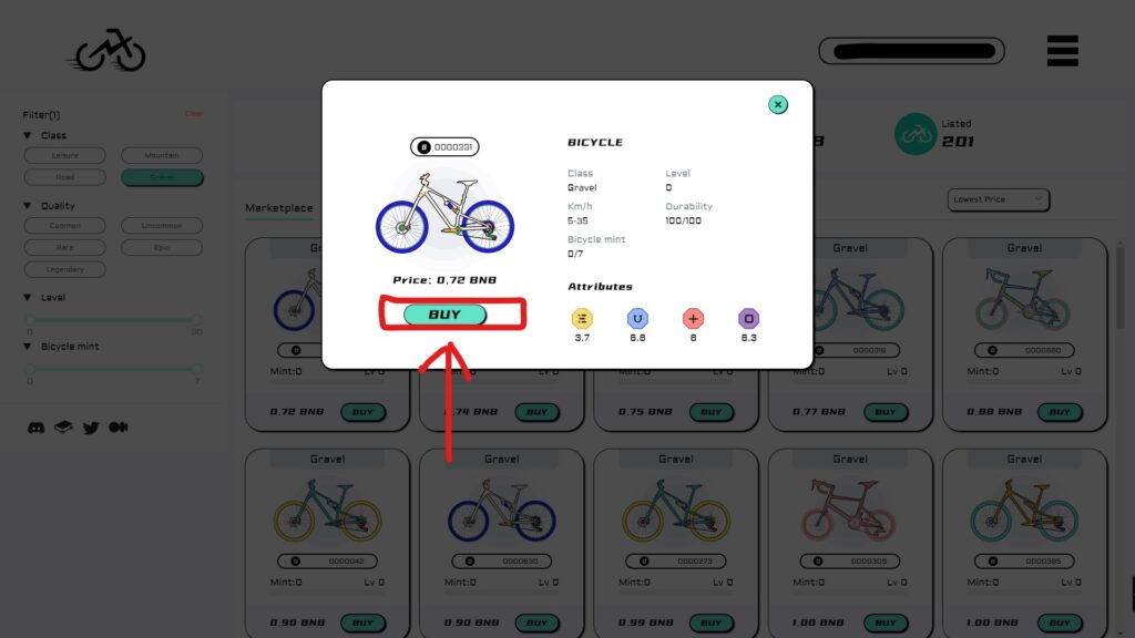 CYCGO Marketplaceの自転車購入画面
